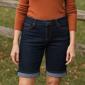 Bandolino Blu Dark Wash Cuffed Bermuda Jean Shorts Size 10